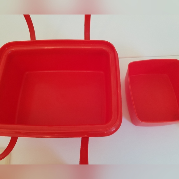 Vintage Tupperware Set 5 Containers 5 Lids Pack n Carry Red Lunch Box - Picture 6 of 14